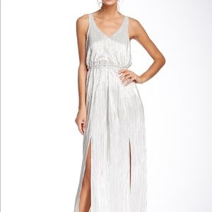 BCBGeneration Metallic Maxi Dress in Silver
